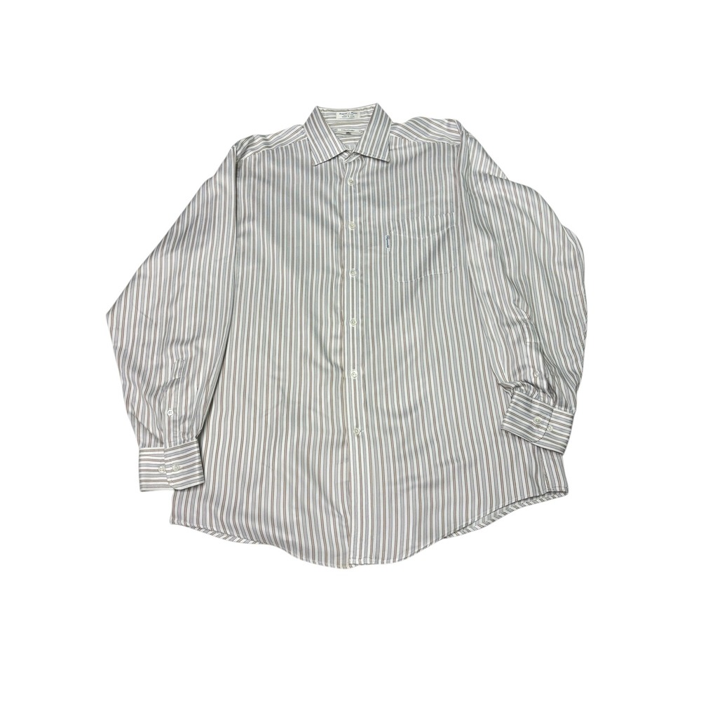 Faconnable Mens Striped Button Up Long Sleeve Dress Shirt, Size 16 1/2 L‎